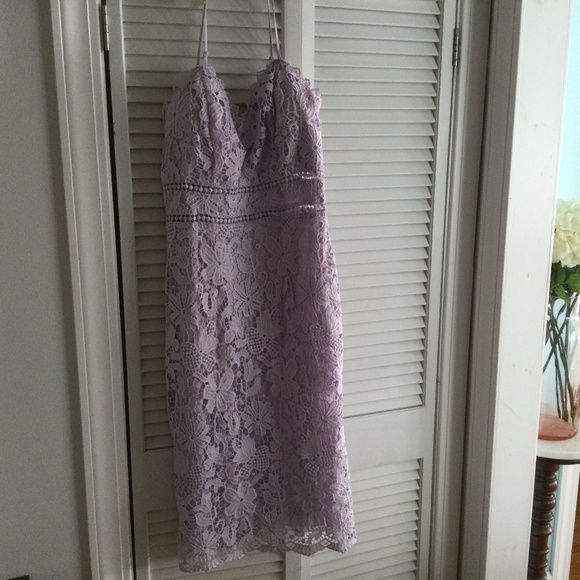 Lavender Lace Spaghettini Strap Sheath Dress 12/14 - Picture 1 of 3